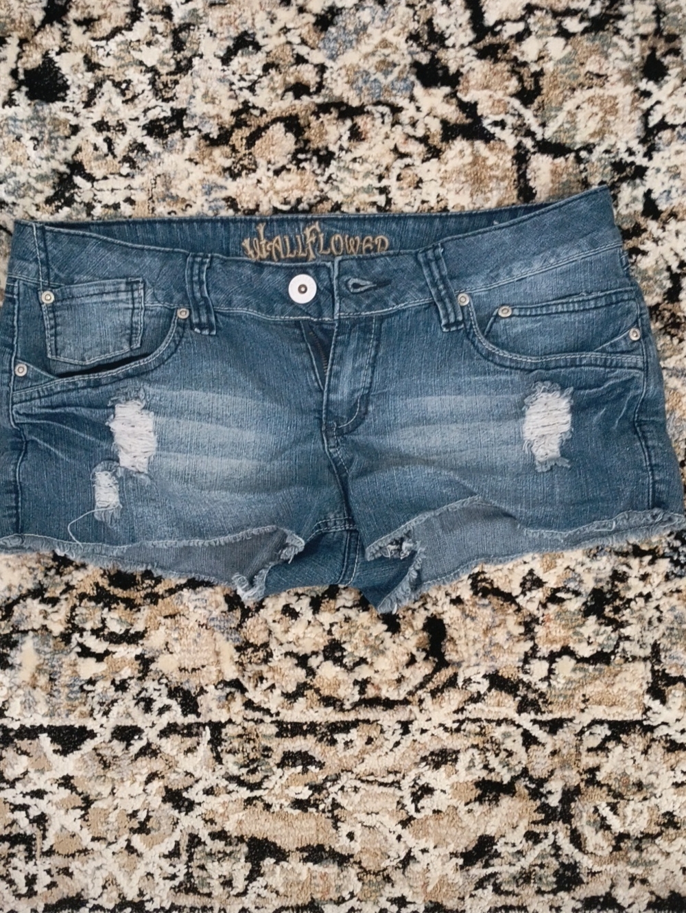 Wildflowers Blue Distressed Denim Cutoff Shorts